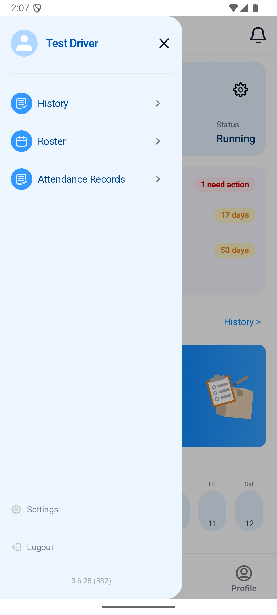 Tap Attendance Records in the Android menu