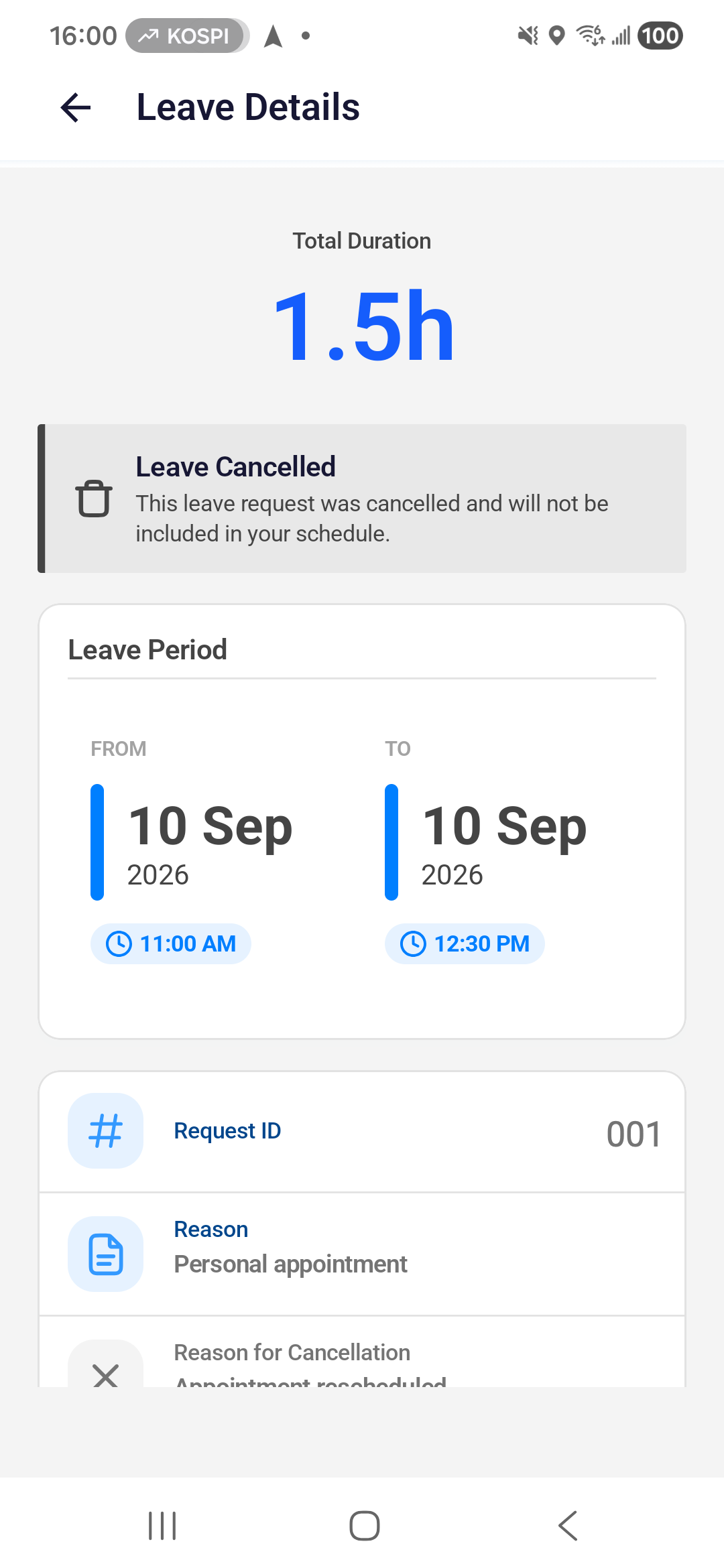 Android Leave Details after cancellation, retaining the original request and cancellation reason
