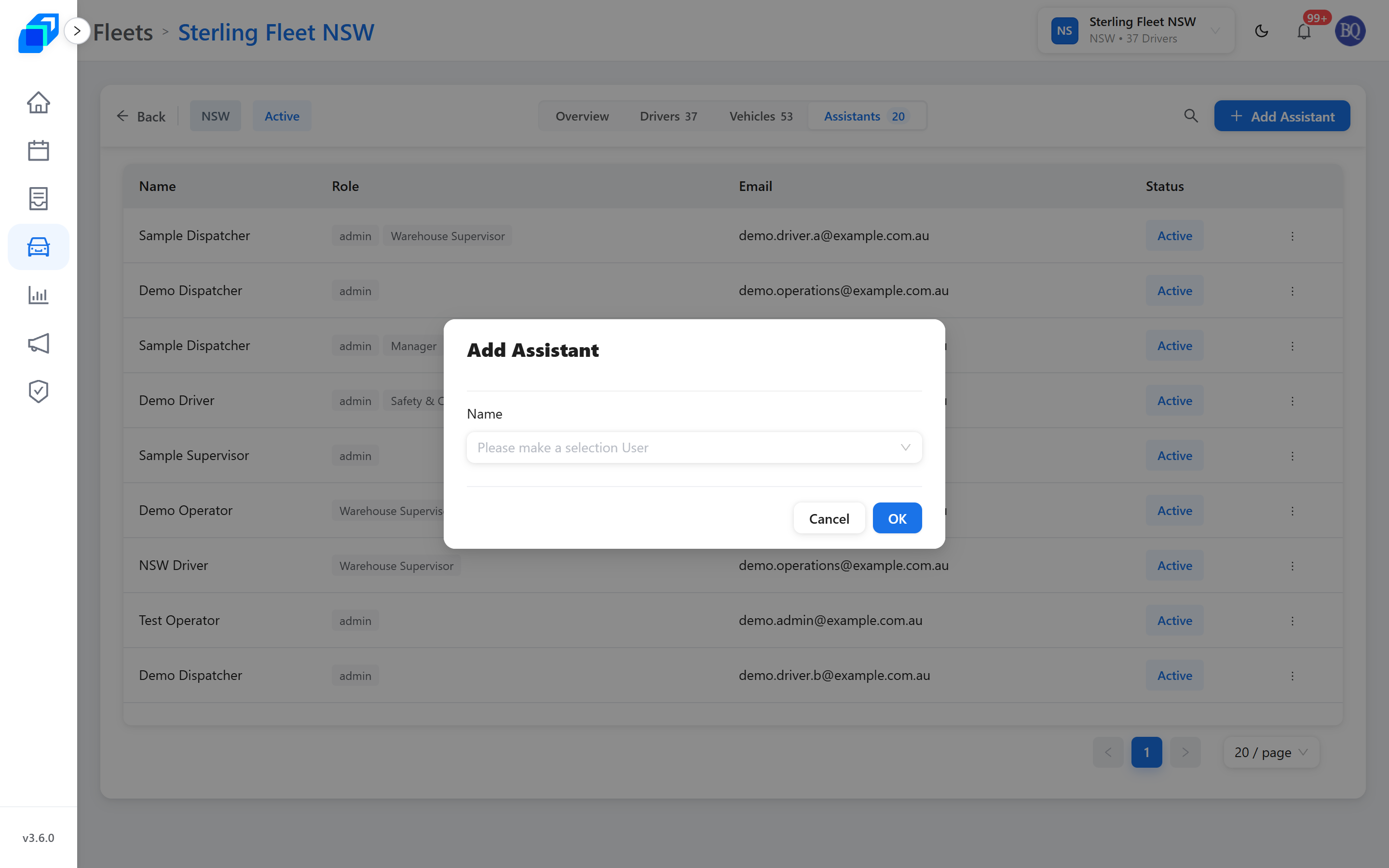 The Add Assistant dialog