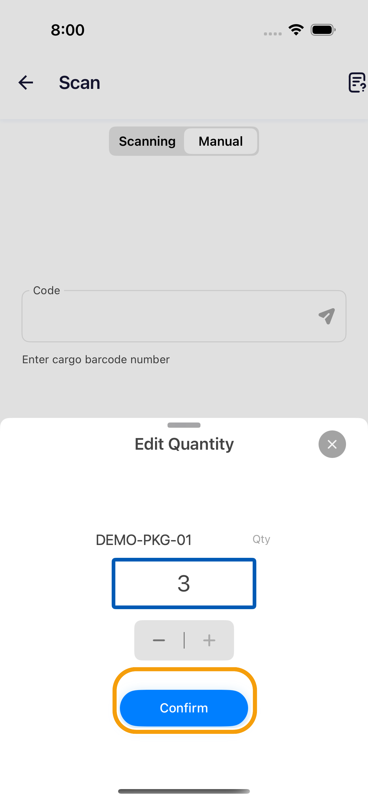 Confirm the package quantity before continuing