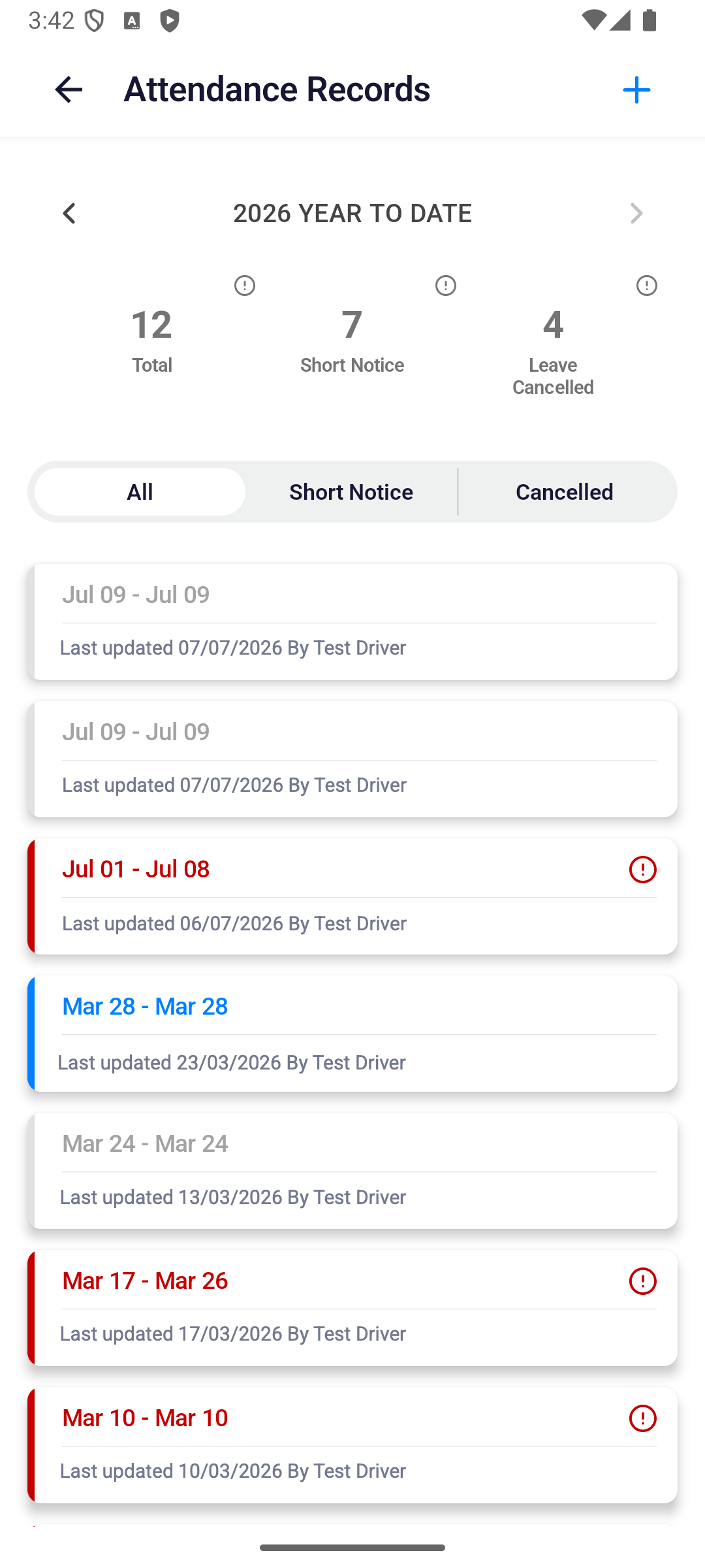 Android App 的 Attendance Records